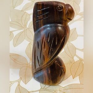 Vintage Hand Carved Wood Parrot Figurine Sz 4.5”